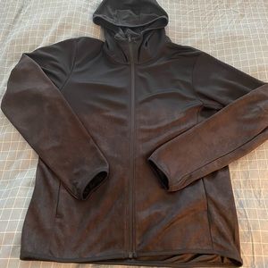 Lightweight track jacket. Subtle black to brown ombré. Thumb holes in sleeves